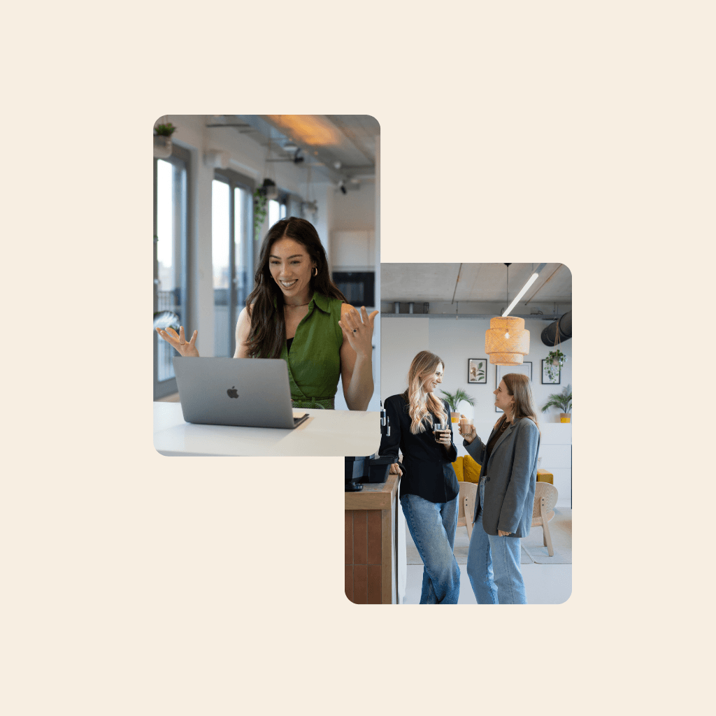 Medewerkers voeren kennismakingsgesprekken op kantoor